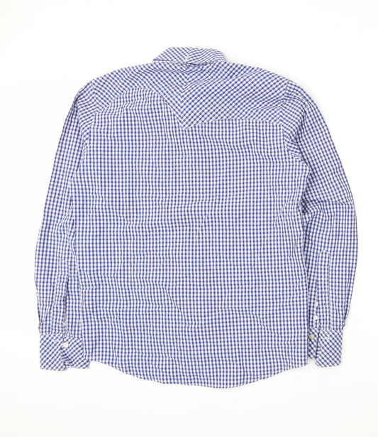 Mens UK Size S Preworn Blue  Button-Up Long Sleeve Casual Shirt