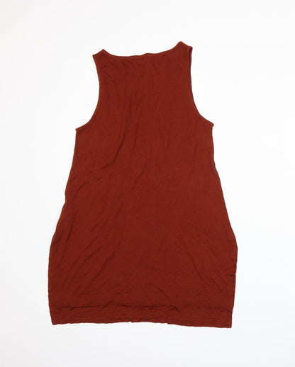 Womens UK Size M Stradivarius Orange Basic Tank