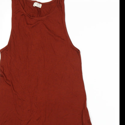 Womens UK Size M Stradivarius Orange Basic Tank
