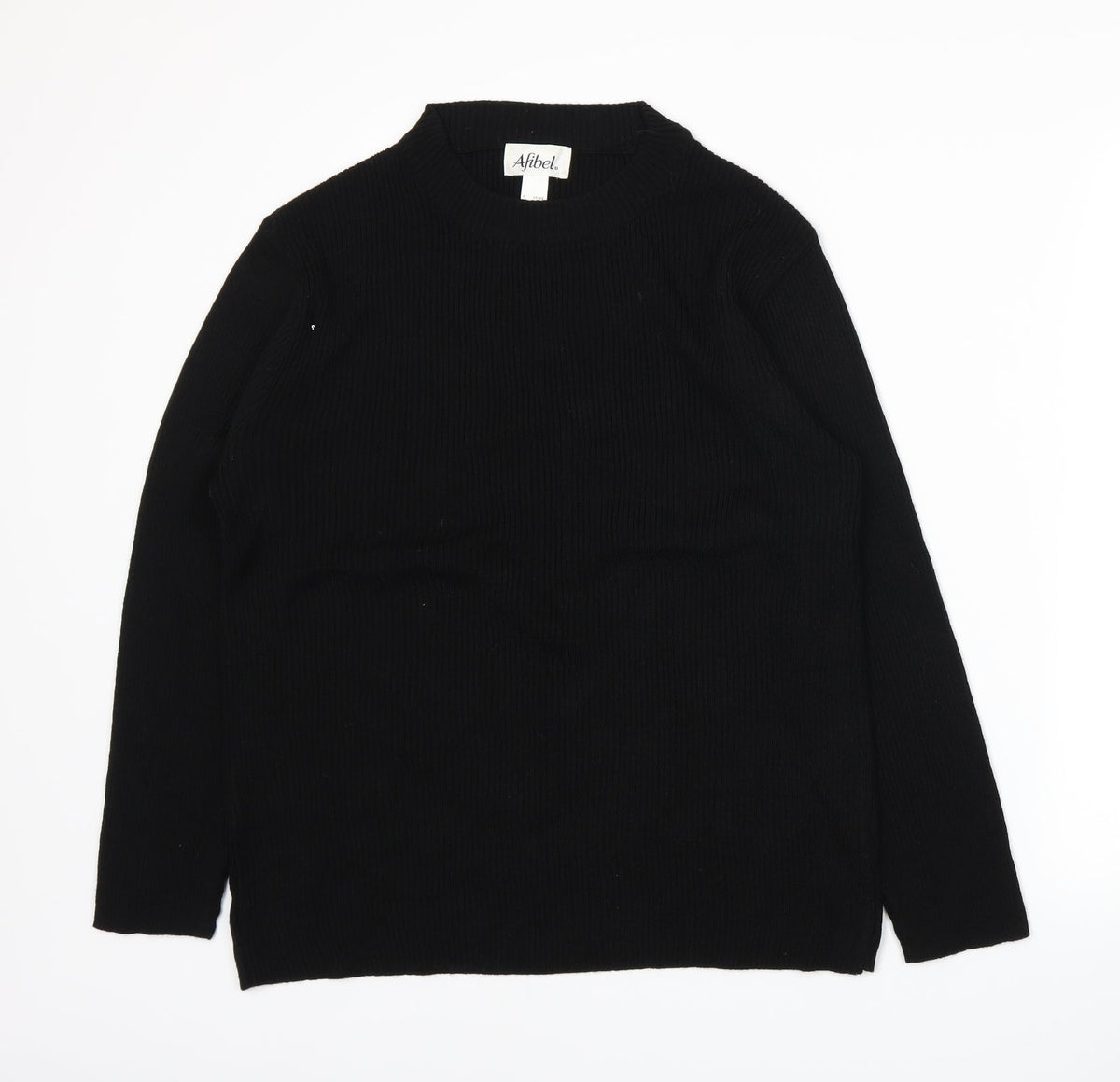 Afibel Womens Black  Knit Pullover Jumper Size 14