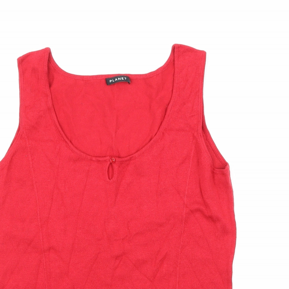 Womens UK Size M Planet Red Basic Tank