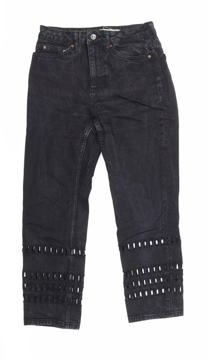 Topshop Womens Black  Denim Straight Jeans Size 26 in L30 in