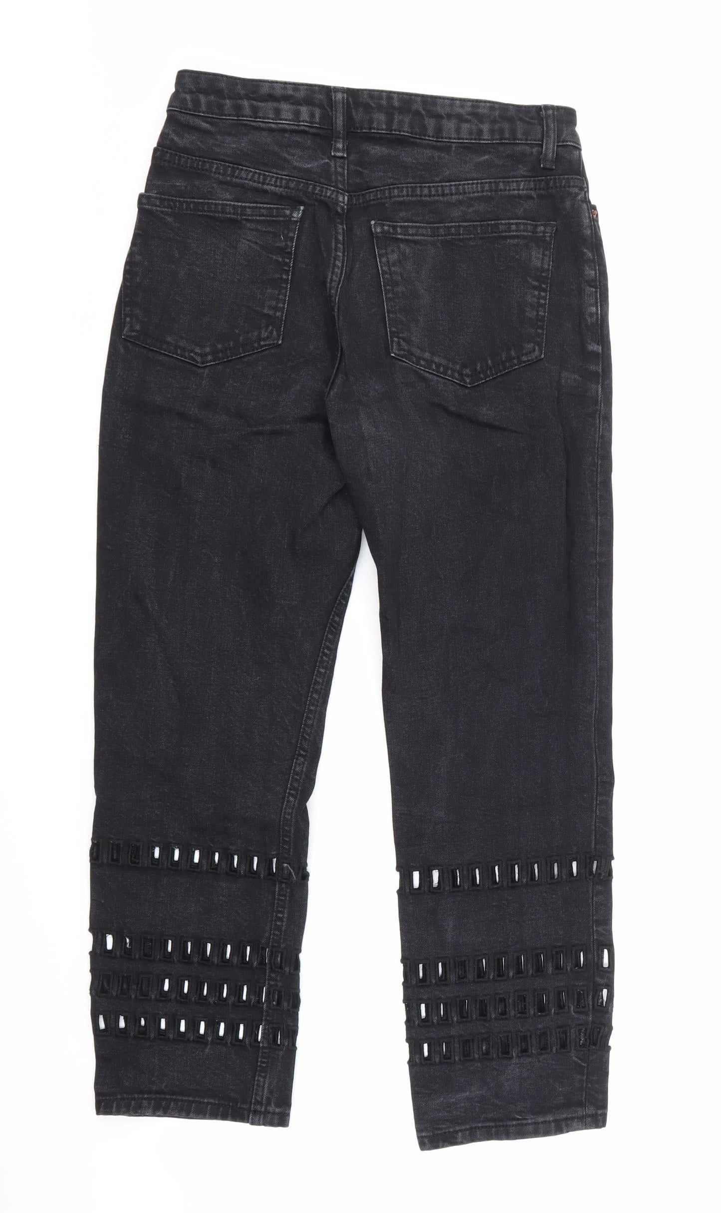 Topshop Womens Black  Denim Straight Jeans Size 26 in L30 in