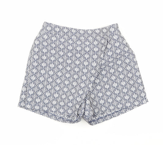 F&F Womens Blue Floral  Hot Pants Shorts Size 23 in