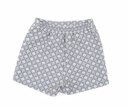 F&F Womens Blue Floral  Hot Pants Shorts Size 23 in