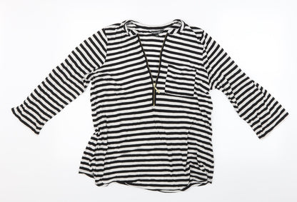 Bonmarché Womens Black Striped  Basic T-Shirt Size 10
