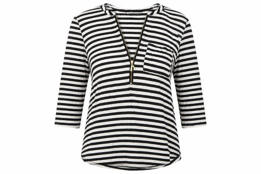 Bonmarché Womens Black Striped Basic T-Shirt Size 10