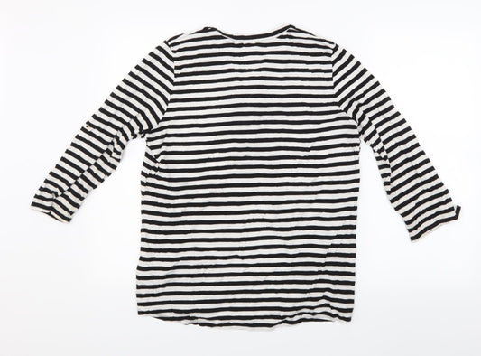 Bonmarché Womens Black Striped  Basic T-Shirt Size 10