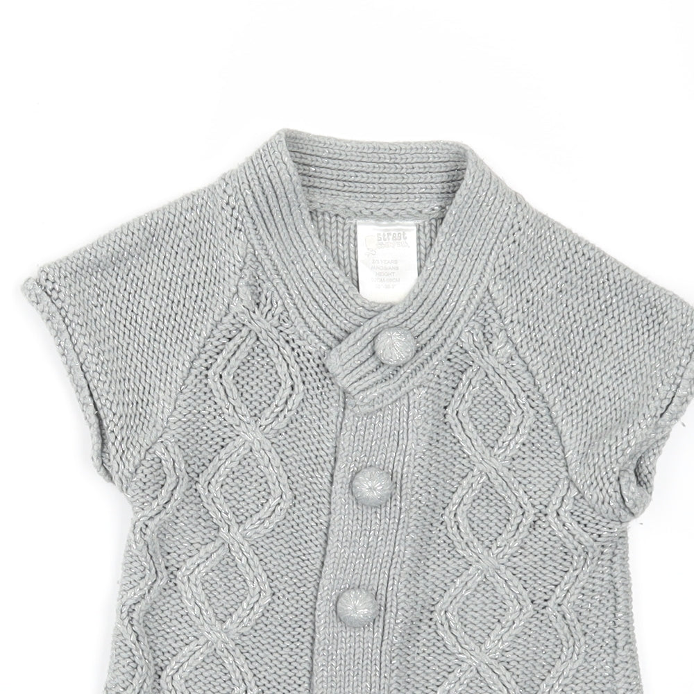 STREET ESSENTIAL Girls Grey   Cardigan Jumper Size 2-3 Years