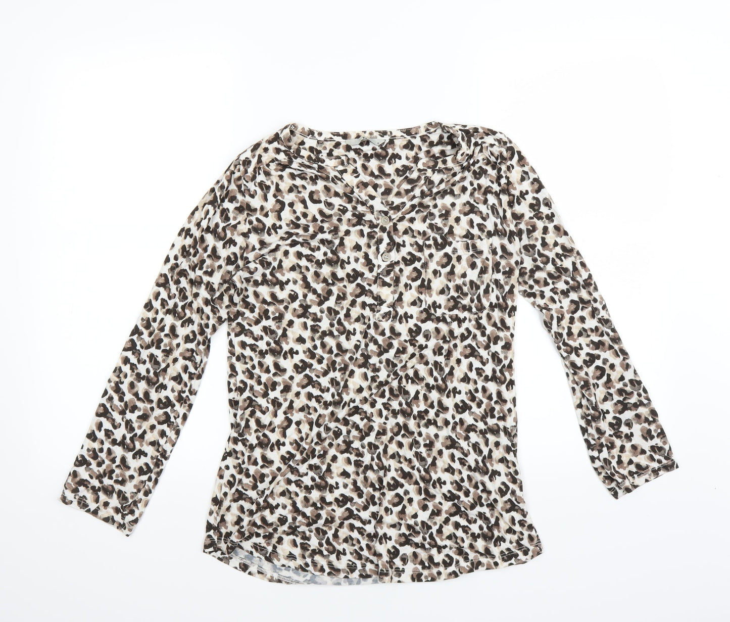 Sainsburys Womens Brown Animal Print  Basic Blouse Size 10