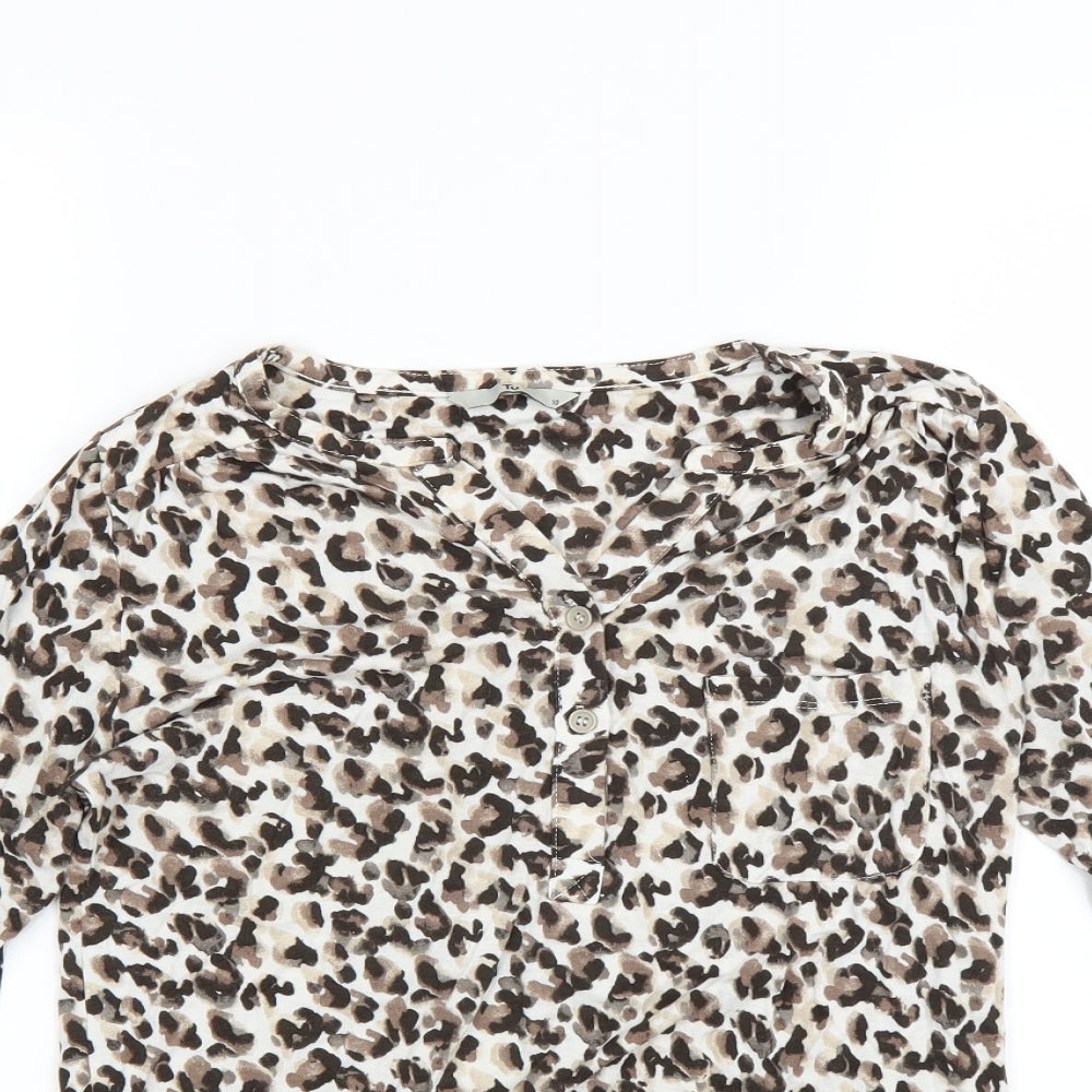 Sainsburys Womens Brown Animal Print  Basic Blouse Size 10