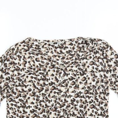 Sainsburys Womens Brown Animal Print  Basic Blouse Size 10