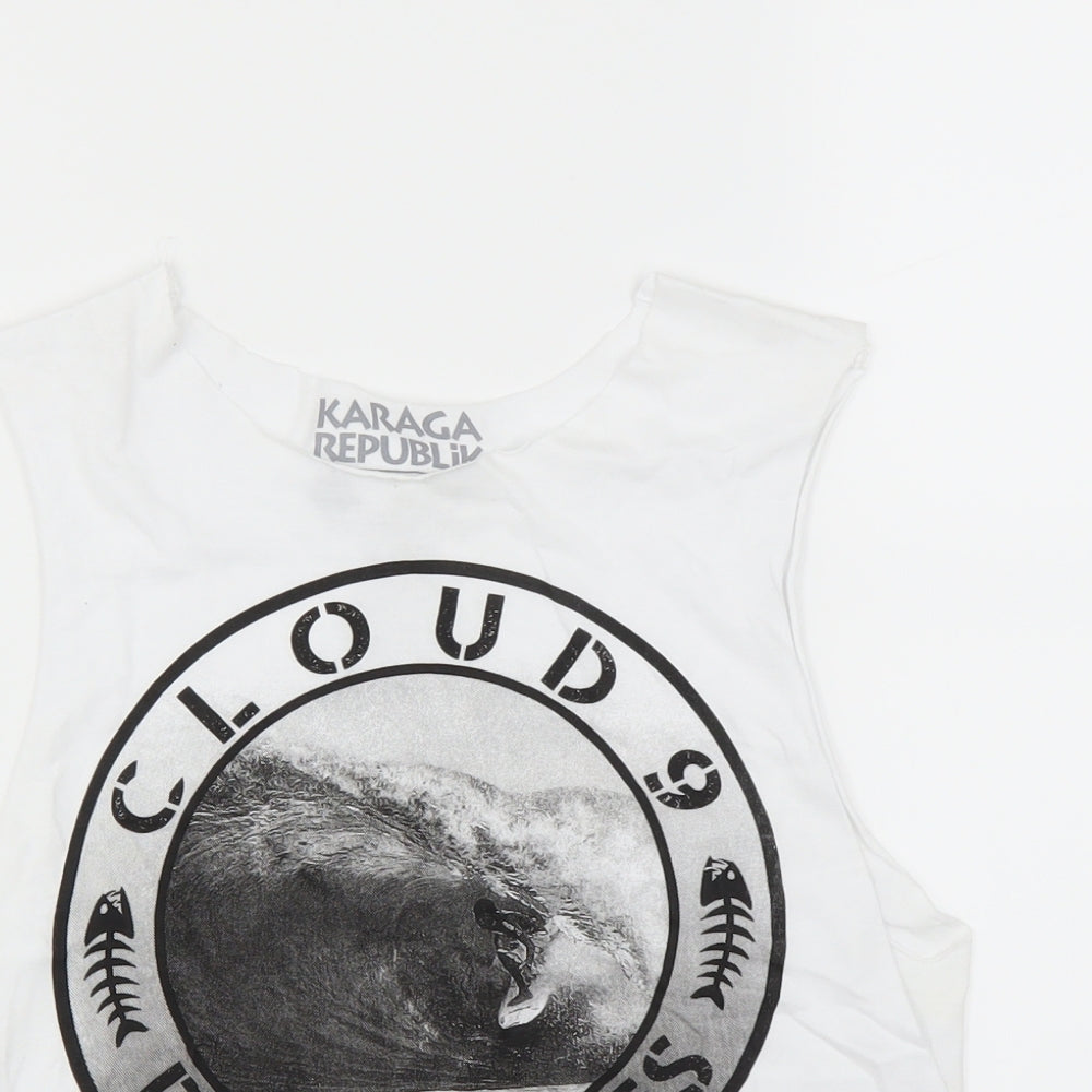 Karaga  Womens White   Basic T-Shirt Size 2XS