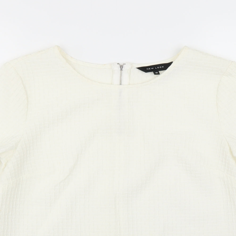 Womens UK Size 10 New Look White Basic Blouse