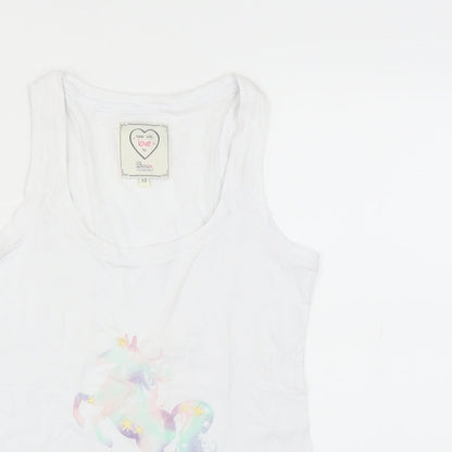 Boux Avenue Womens White Solid  Top Pyjama Top Size 12  - unicorn