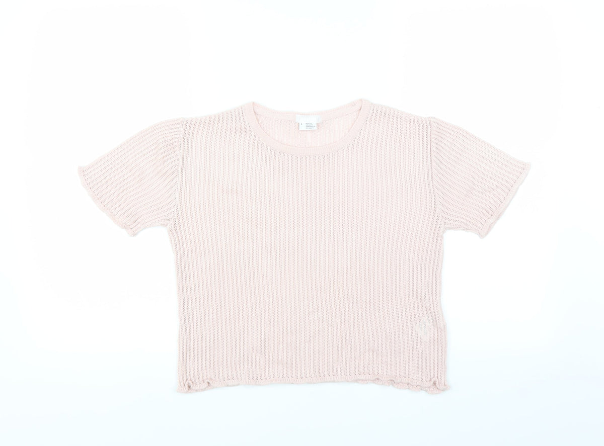 Cooperative Womens Pink   Pullover Jumper Size L  - CROPPED
