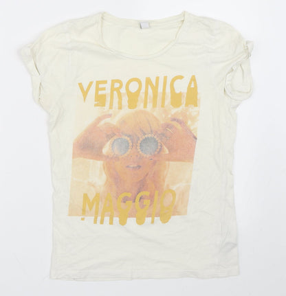 Womens UK Size S Earth Positive Ivory Basic T-Shirt