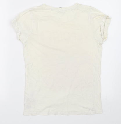 Womens UK Size S Earth Positive Ivory Basic T-Shirt