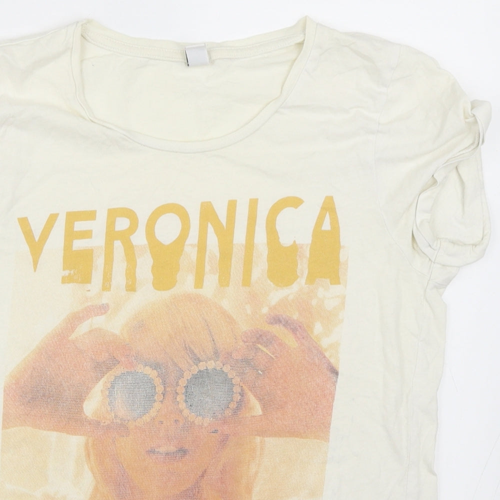 Womens UK Size S Earth Positive Ivory Basic T-Shirt
