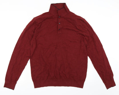 Mens UK Size M Marks and Spencer Red Henley Sweatshirt