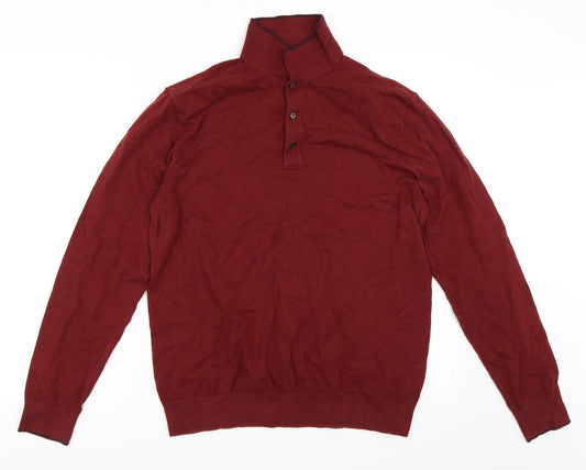Mens UK Size M Marks and Spencer Red Henley Sweatshirt