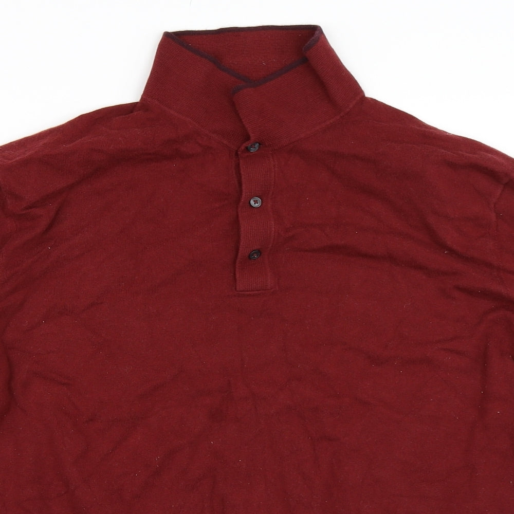 Mens UK Size M Marks and Spencer Red Henley Sweatshirt