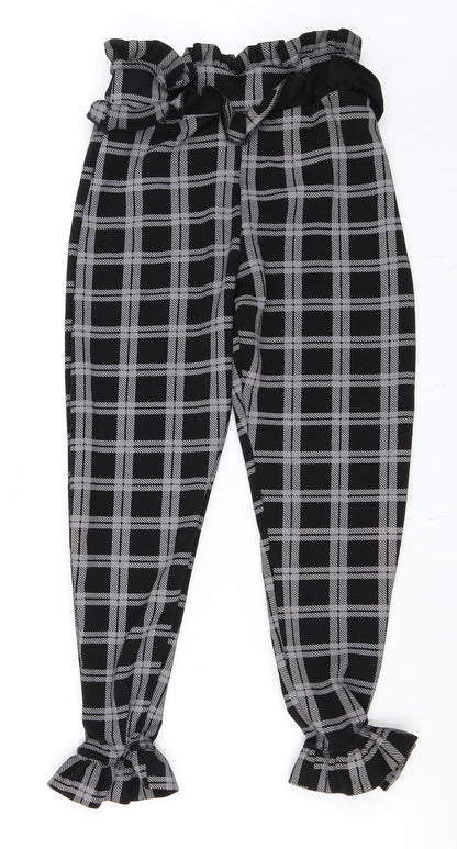Womens UK Size 6 PRETTYLITTLETHING Regular Fit Cropped Black Trousers