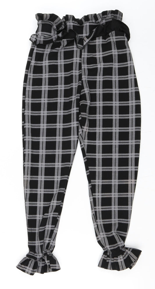 Womens UK Size 6 PRETTYLITTLETHING Regular Fit Cropped Black Trousers