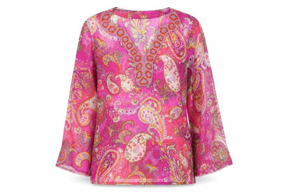 kanizhka Womens Pink Floral  Basic Blouse Size L