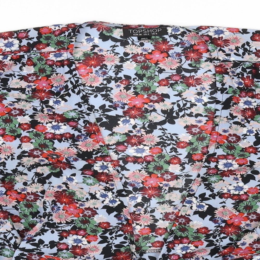 Topshop Womens Grey Floral  Cardigan Jumper Size 8
