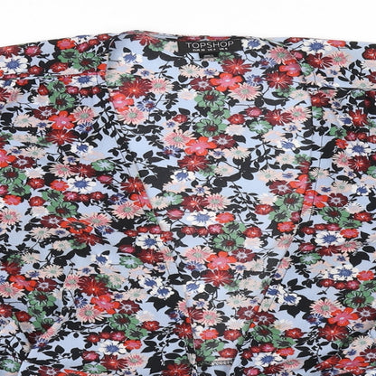 Topshop Womens Grey Floral  Cardigan Jumper Size 8