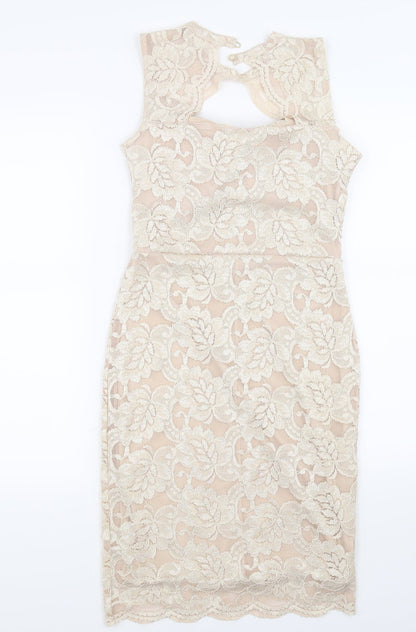 Quiz Womens Beige   Bodycon  Size 8