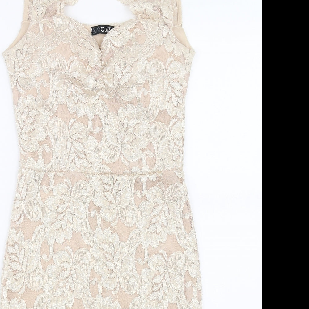 Quiz Womens Beige   Bodycon  Size 8