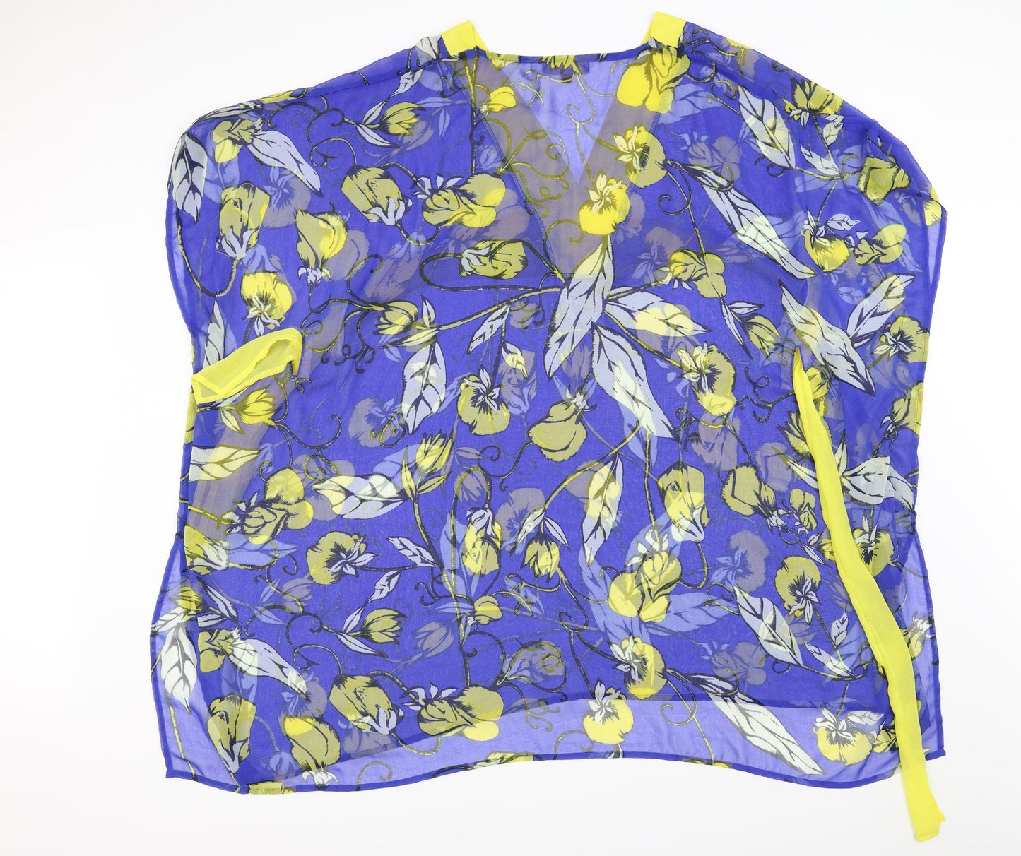 David Womens Blue Floral  Cardigan Jumper One Size