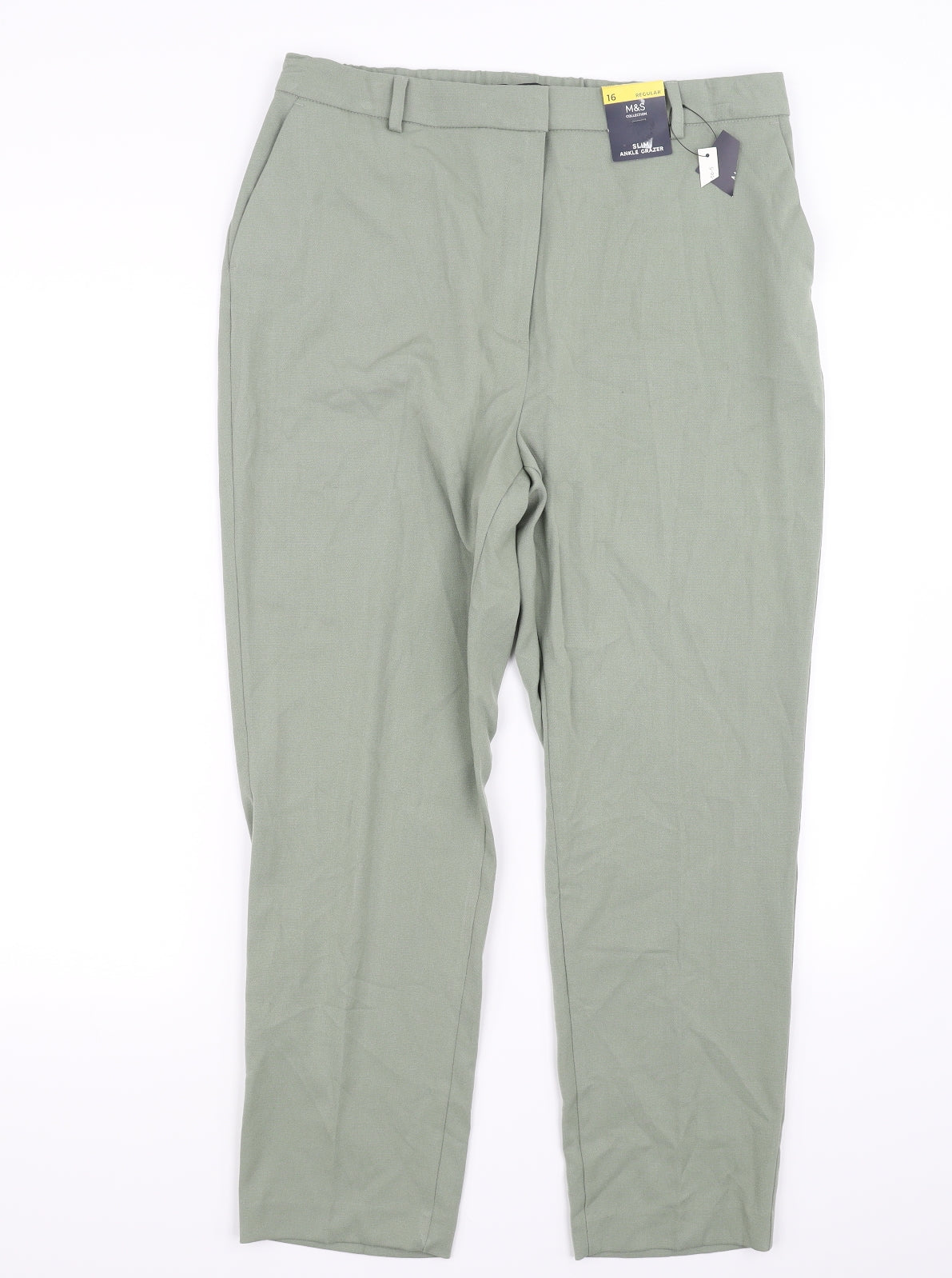 Womens UK Size 16 Marks and Spencer Regular Fit  Green Trousers