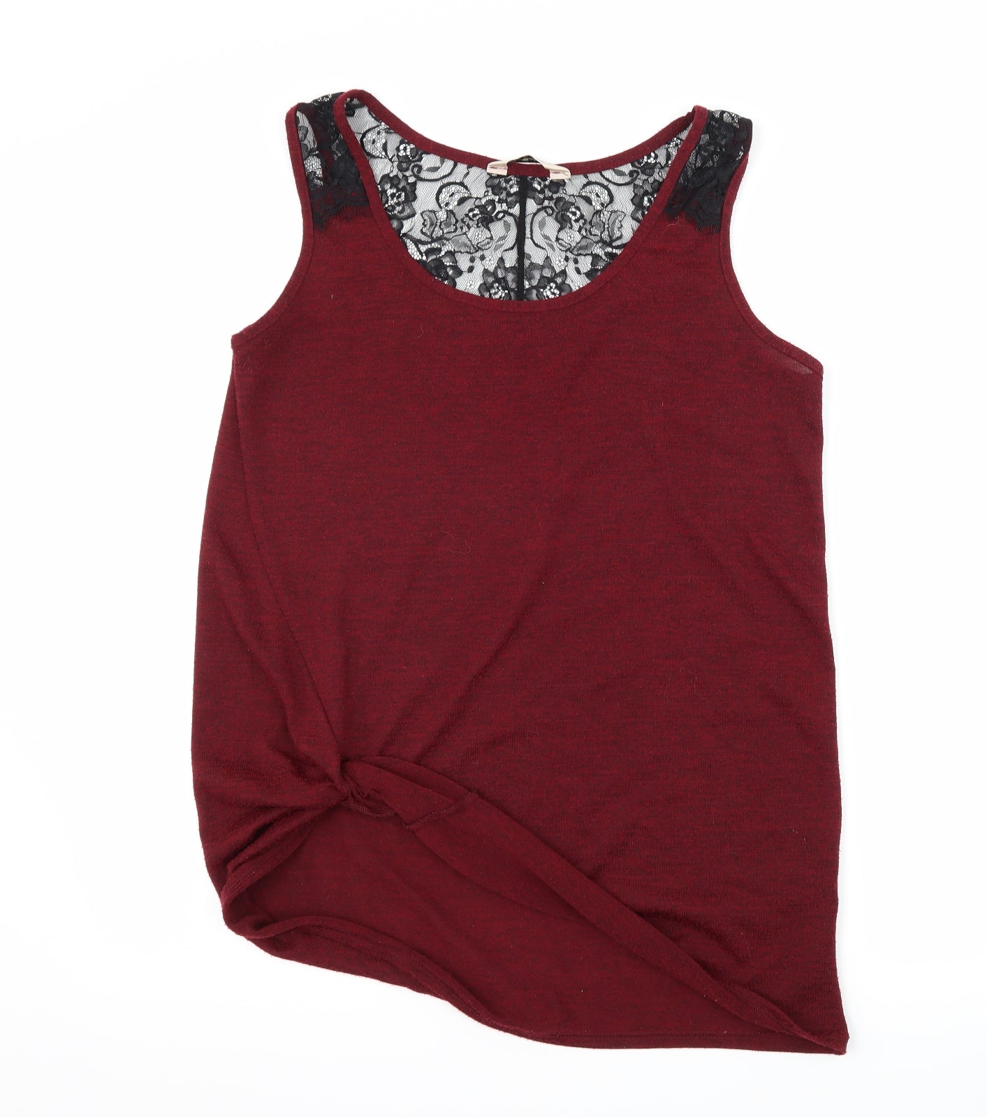 Miss Selfridge Womens Red  Jersey Basic Tank Size 10  - Lace Detail