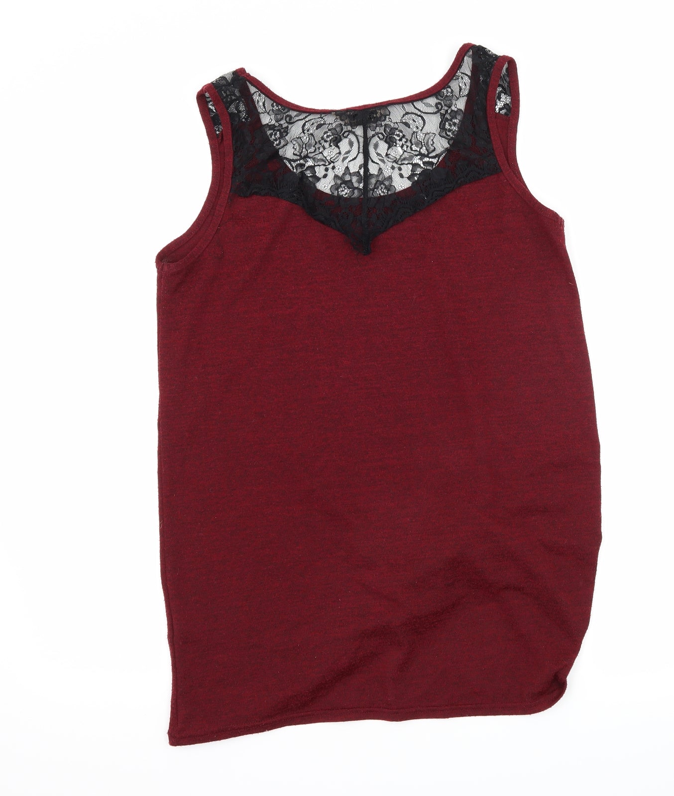 Miss Selfridge Womens Red  Jersey Basic Tank Size 10  - Lace Detail