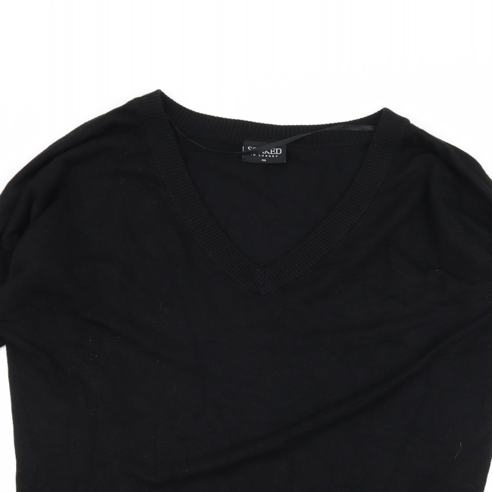 Soaked in Luxury Womens Black  Knit Pullover Jumper Size XS