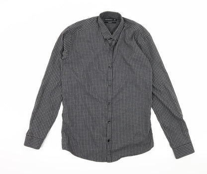 Mens UK Size 14.5 Cedar Wood State Grey  Button-Up Long Sleeve Casual Shirt