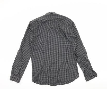 Mens UK Size 14.5 Cedar Wood State Grey  Button-Up Long Sleeve Casual Shirt