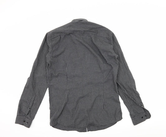 Mens UK Size 14.5 Cedar Wood State Grey  Button-Up Long Sleeve Casual Shirt