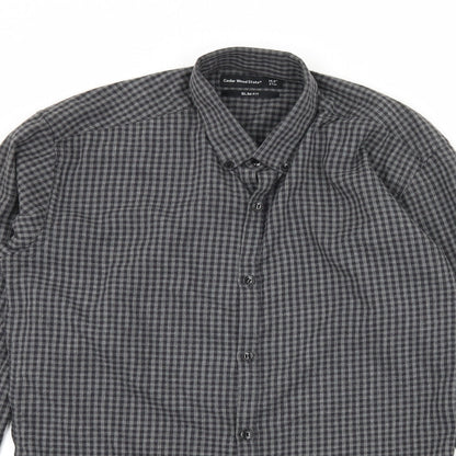 Mens UK Size 14.5 Cedar Wood State Grey  Button-Up Long Sleeve Casual Shirt