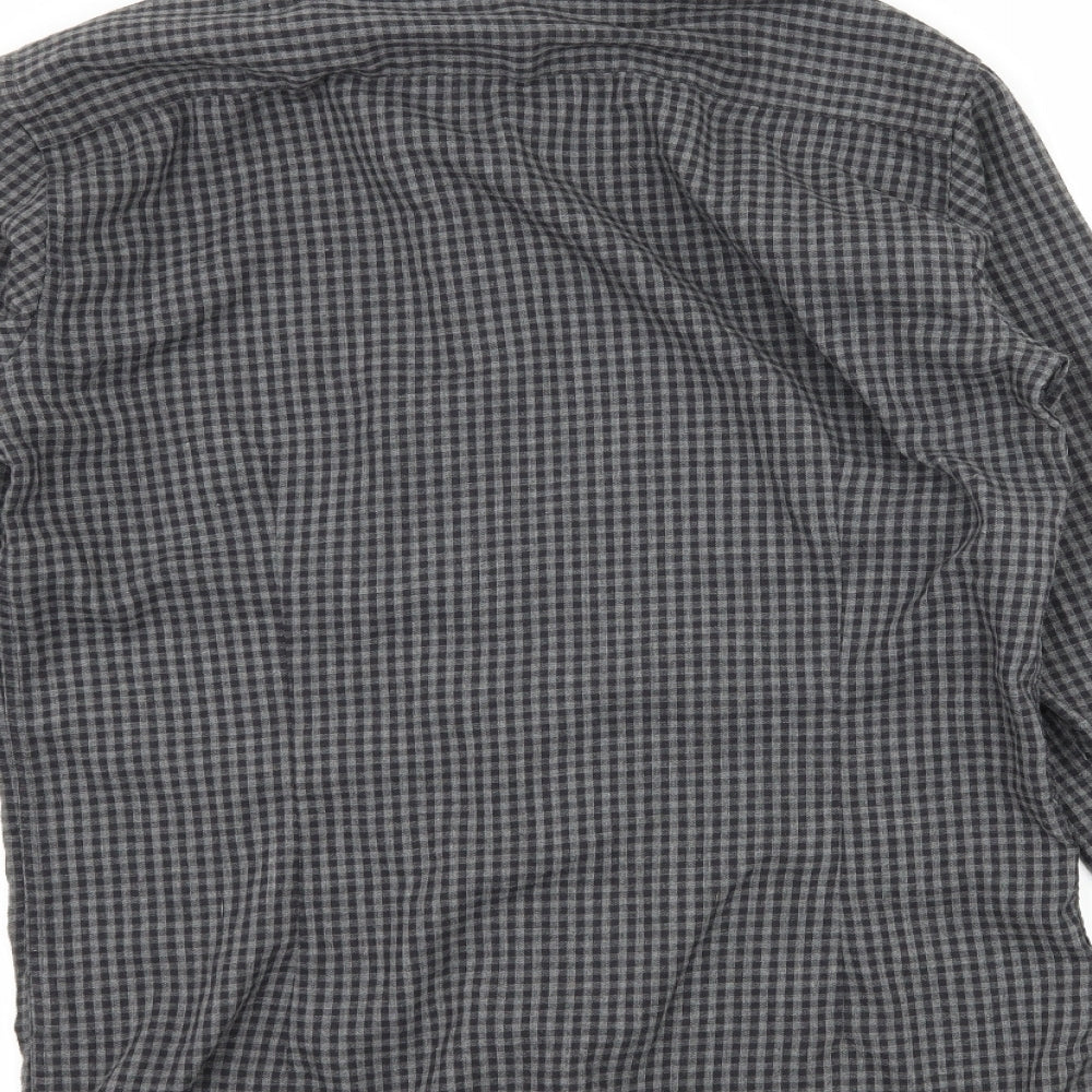 Mens UK Size 14.5 Cedar Wood State Grey  Button-Up Long Sleeve Casual Shirt