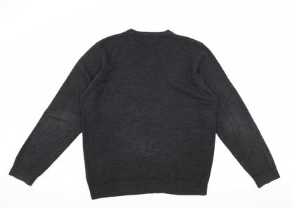 Hutson Harbour Mens Grey  Knit Pullover Jumper Size L