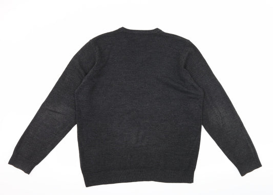 Hutson Harbour Mens Grey  Knit Pullover Jumper Size L