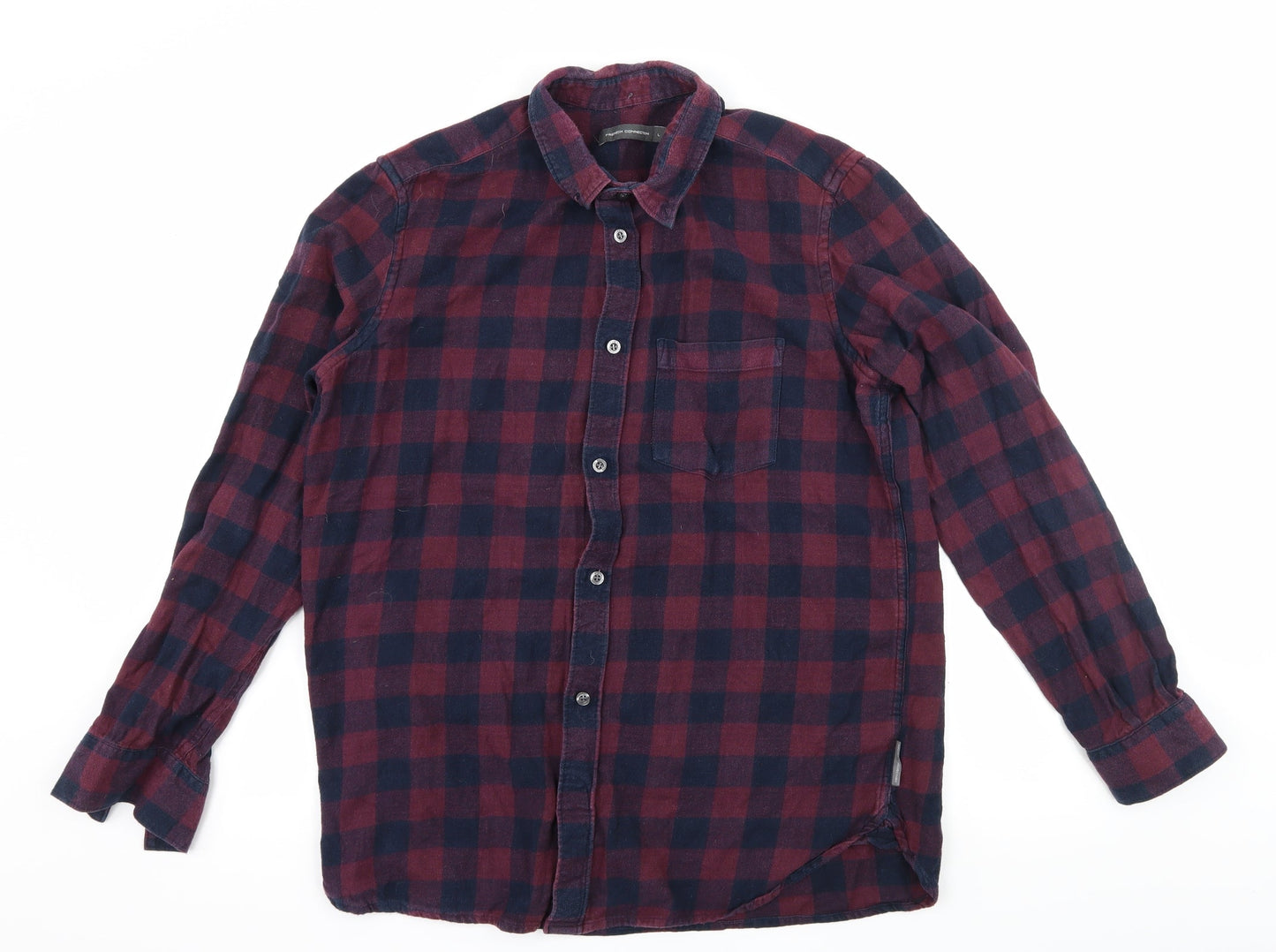 Mens UK Size L French Connection Purple  Button-Up Long Sleeve Casual Shirt