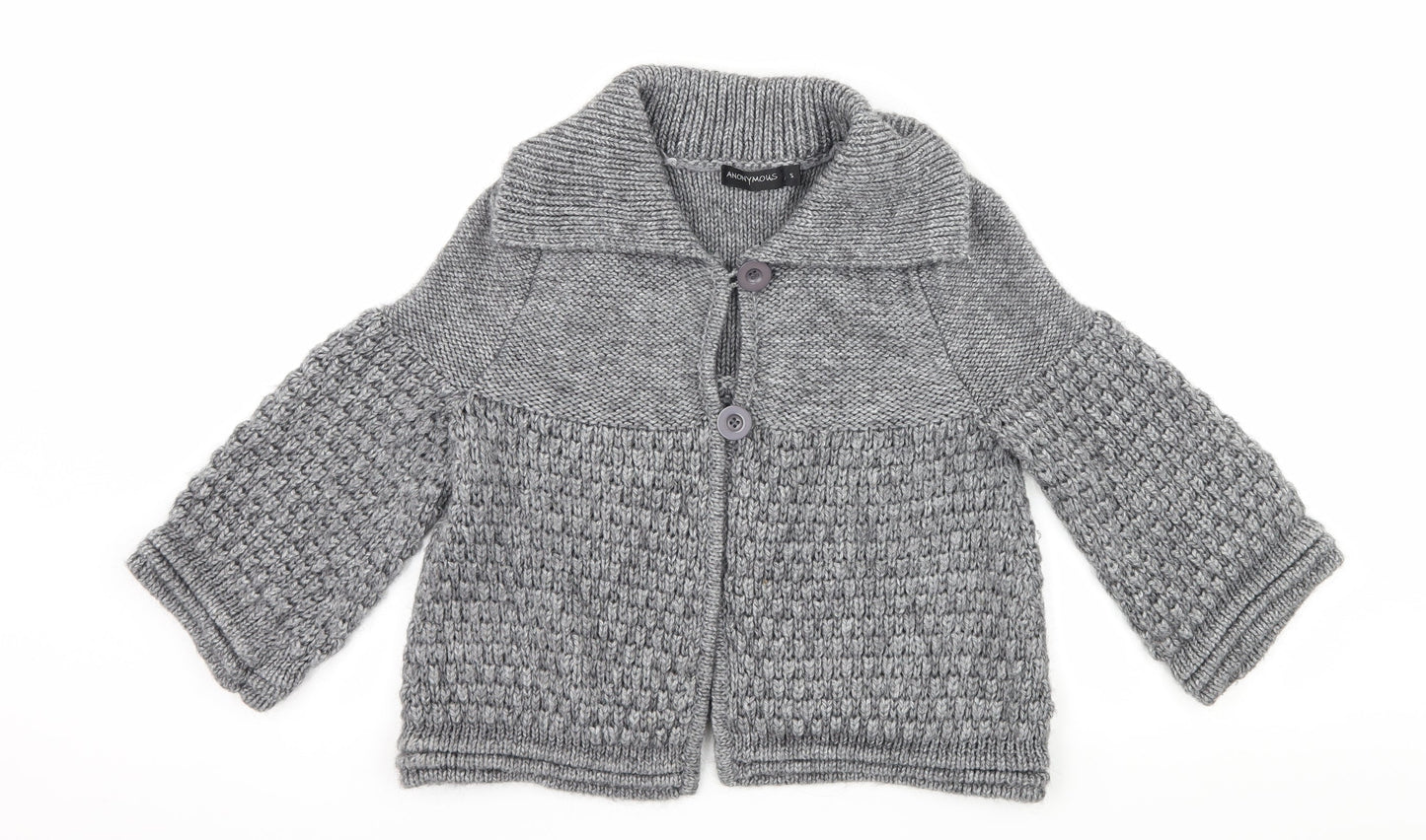 Anonymous Womens Grey  Knit Cardigan Jumper Size S