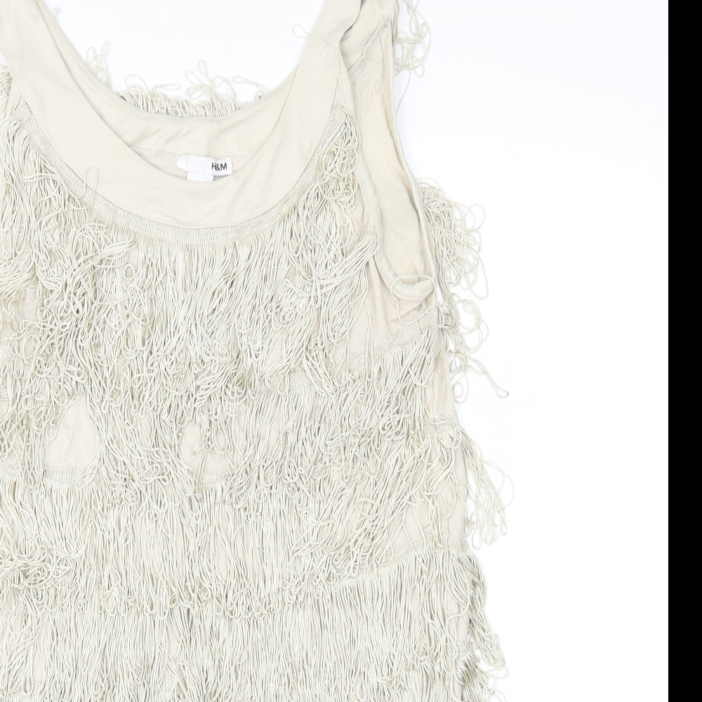 Womens UK Size S H&M Beige Basic Button-Up