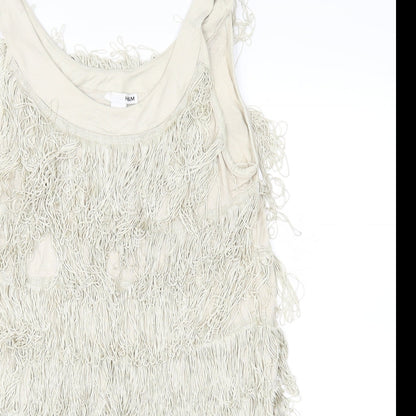 Womens UK Size S H&M Beige Basic Button-Up