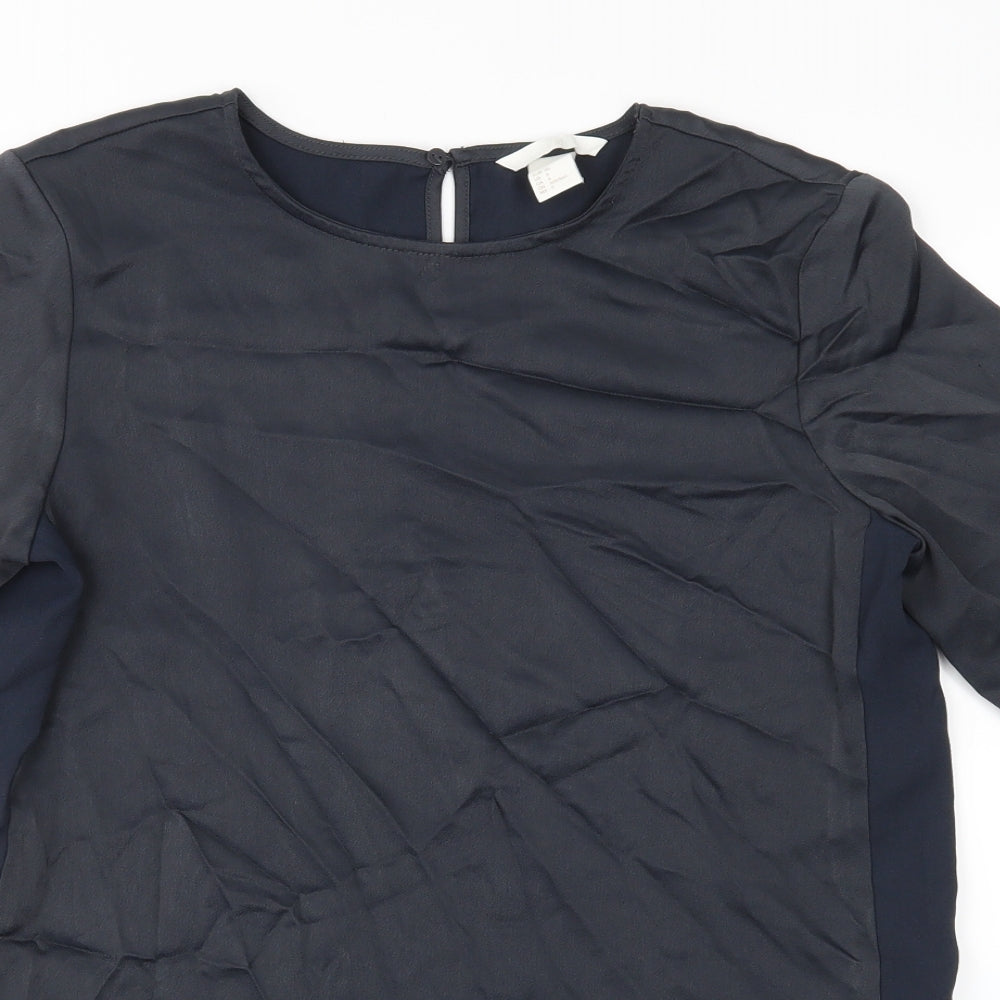 Womens UK Size 8 H&M Blue Basic Blouse